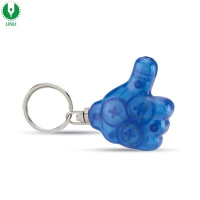 China Promotion Gift Thumb Shape Plastic Led Glowing Key Chain Light Up Keychain for sale