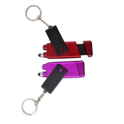 China Wholesale 6 Functions Mini Keychain Phone Plastic Tablet Pen Screen Eraser Rubber Stylus With Led Light Multifunctional Led Key Chain Pen for sale