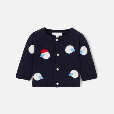 China Wholesale Custom LeBo Winter Button Closure Anti-Shrink Cartoon Jacquard Intarsia Pattern Knit Baby Wool Sweater for sale