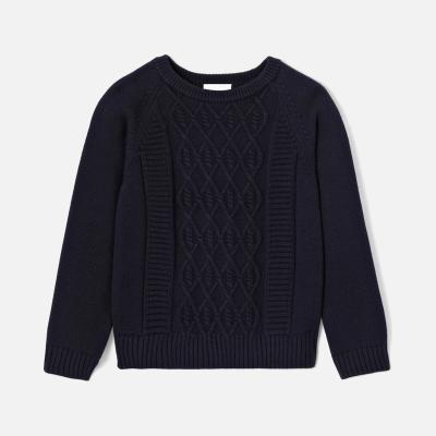 China Wholesale Custom Anti-Shrink Navy Blue Knitwear Kid LeBo Organic Cotton Boy Cable Knit Sweater Pullover for sale