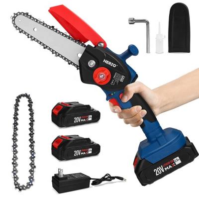 China HERZO 20V 6Inch Mini Chain Saw For Wood Hand Held Cordless Electric Cutter for sale