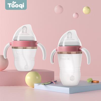 China BPA Free 2022 Factory Wholesale Mango To Shape Newborn Baby Milk Bottle Silicones Wide Mouth With Handle for sale