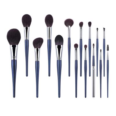 China Angular Blush 15 PCS Cosmetic Wool Makeup Brush Kit Natural Animal Goat Hair High Quality Brush Set Female Ideal Gift Wholesale Supplier for sale