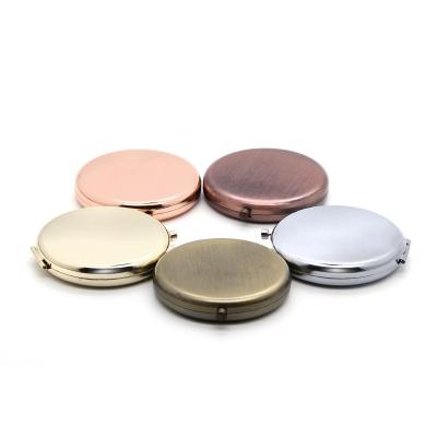 China Custom Handheld Magnifying Compact Mirror Metal Folding 2X Magnifying Antique Double Sided Perfect For Purse Handbag Pocket for sale