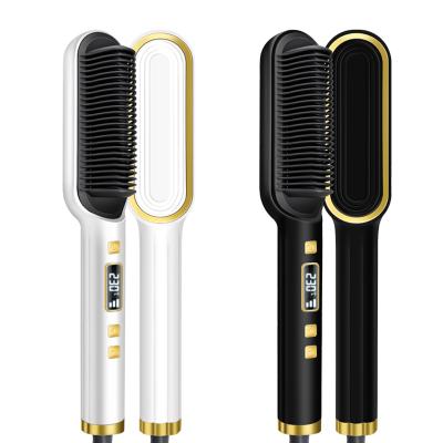 China Hair Straightener Brush Comb PTC Ceramic Ionic Electric Heating Fast Hot Styling Curler With LCD Indicator Temperature Control for sale