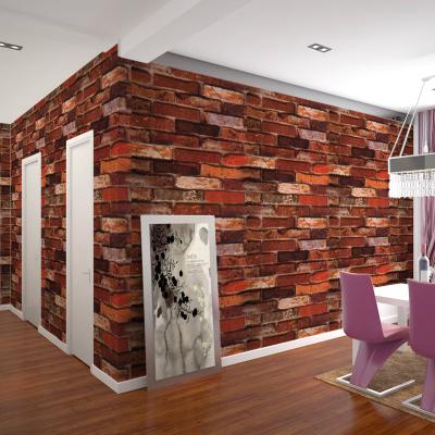 China Three-Dimensional Background Wall Bedroom Living Room Pattern Anti-rust 3d Brick PVC Waterproof Self-adhesive Wallpaper for sale