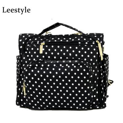 China Waterproof Convertible Polka Dot Backpack Diaper Bag Backpack Dot Printed Diaper Bag Backpack Diaper Bag Backpack for Diapers for sale