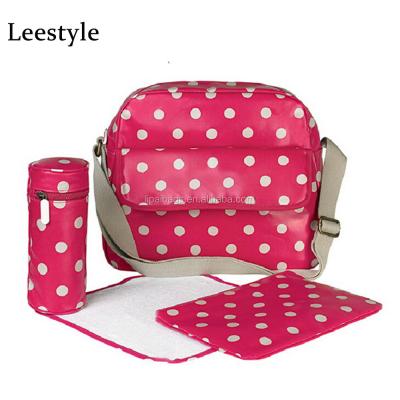 China Hot Polka Dots Tote Sling Diaper Bag Laminated Diaper Bag Designer Durable Diaper Bag Baby Diaper Bag With Changing Pad for sale