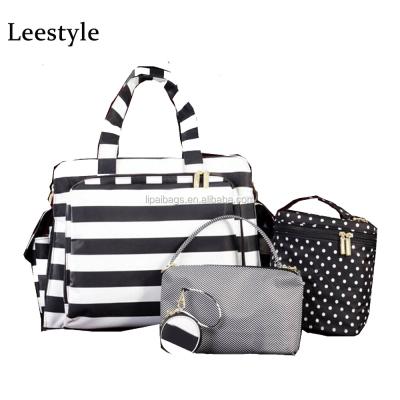 China Tote Bag Baby Bag Tote Baby Bag Stripes Printed Tote Bag Convertible Diaper Bag Baby Bag Backpack Collection for sale