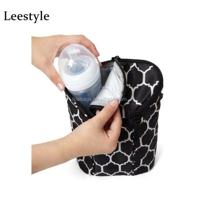 China Baby Bottle Cooler Bag Durable Printed 2 Bottle Tote Bags For Twins Strollers Insulated Baby Bottle Cooler Bag for sale