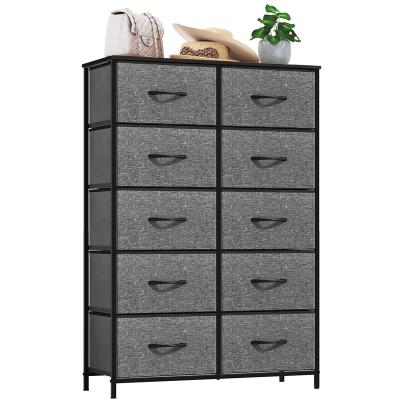 China Maxtown High Quality Adjustable Narrow (Height) Small Black Fabric Drawer Unit With 10 Drawers for sale