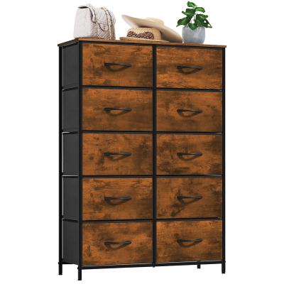 China (Size) Maxtown Small Brown High Quality Adjustable Closet Cloth Drawer Unit With 10 Drawers for sale