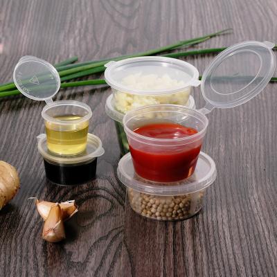 China 1oz Disposable Party Disposable Plastic Cups With Lids Soufflé Cups Clear Plastic Containers With Lids Condiment Cups Sauce for sale