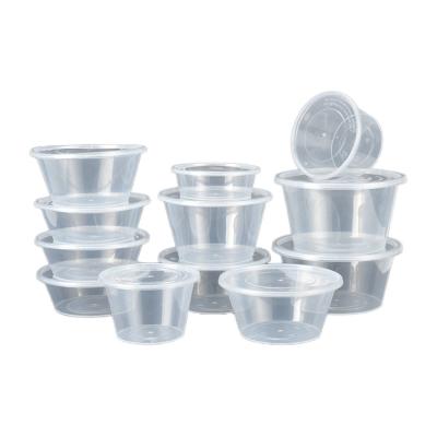 China New Design 2oz PP Disposable Leak-proof Good Quality Sauce Cup Clear Plastic Part With Hinged Lid for sale