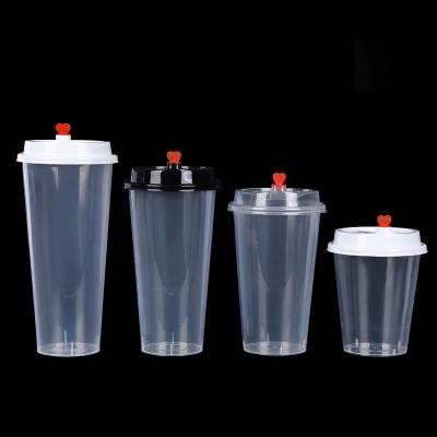 China Food Grade Gift PP Clear Customized Cup Drink Milk Tea Cup Disposable Plastic Coffee Juice Cup With Lids for sale