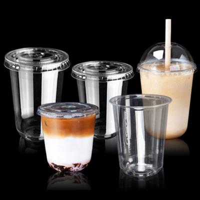 China Wholesale Gift PET 90mm U Shape Disposable Clear Plastic Cup For Cold Tea Cups for sale