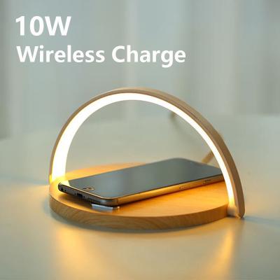 China With Universal 10W Multi Fast Lamp Wooden Table Qi Led Light Lamp Holder Radio Mobile Phone Chargers for sale