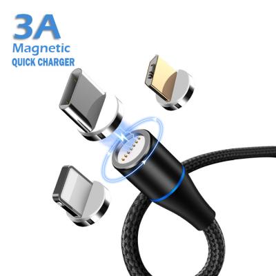 China 3 in 1 Led Magnet Fasten 3 in 1 Magnet 1M 2M 2020 Fast Charging Magnetic Micro Type C Cable Data Data Rise 3A LED USB Charger for sale