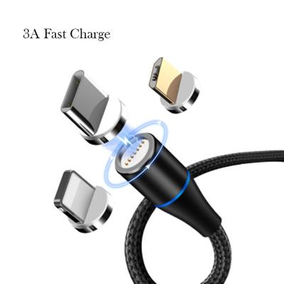 China 3 in 1 led magnet tie 1m 2m 3 in-1 mobile phone cable 3A magnetic usb charger cable with best quality for sale