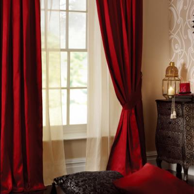 China Luxury 100% Polyester Solid Color Blackout Curtains With Grommet Heading for sale