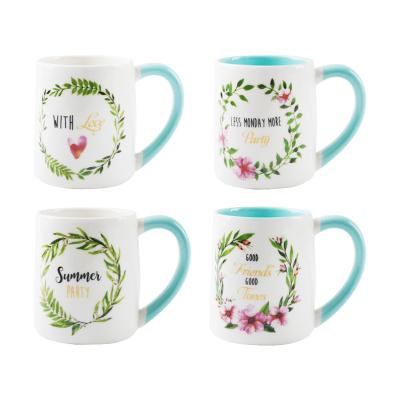 China New Design Sustainable Coffee White&Blue Ceramic Mug Personalized Mug Refreshing Ceramic Tea Cup Set for sale