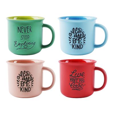 China OEM Sustainable Wholesale Color Luster Silk Screen Debossed Enamel Custom Ceramic Mugs for sale