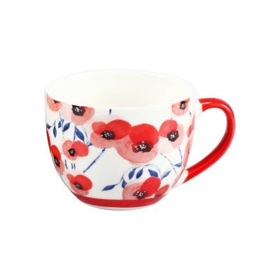 China Handmade Mug Logo Coffee Milk Ceramic New Arrival Porcelain Hand Painting Viable Flower Cup Custom Mug for sale