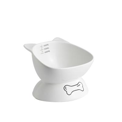 China Slant Mouth High-Footed Pet Bowl Feeder Sustainable Protect Cervical Spine Dog Ceramic Pet Cat Bowl for sale