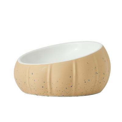 China High Quality Sustainable Bowl Pet Pumpkin Ceramic Feeder Bowls For Dogs And Cats for sale