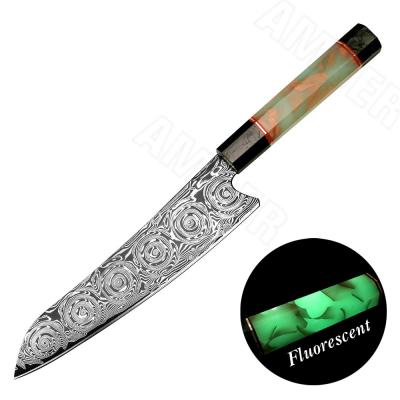 China New Products Rose Pattern 67 Layer vg10 Damascus Disposable Japanese Chef Knife for sale