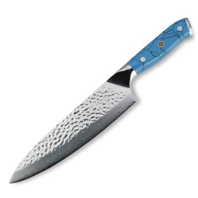 China Yangjiang Sustainable Amber Ready To Board VG10 Damascus Steel Hammer Paring Knife With Turquoise Handle for sale