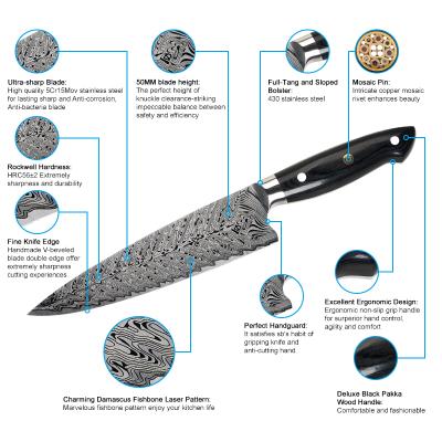 China Sustainable Hot Product 2020 Laser Sharpened Carbon Stainless Steel Kitchen Knife With Blade Guard for sale