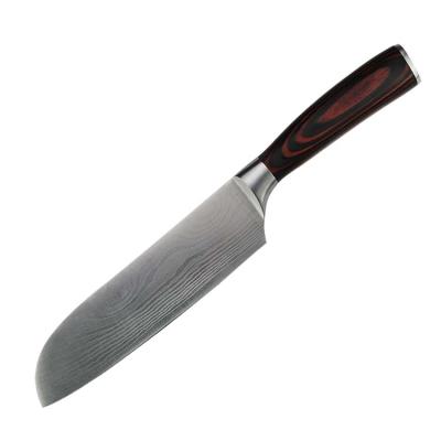 China Sustainable Damascus Sanotku Laser Pattern Stainless Steel Kitchen Knife for sale