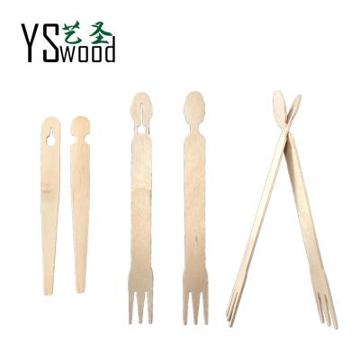 China Disposable Eco Friendly Biodegradable Wooden Food Tongs Food Clips Individual wrapped wood clips and chopsticks for sale