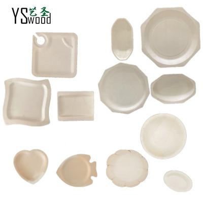 China Poplar Wood Specific Shape Fancy Disposable Wooden Plate Wooden Dish for Restaurant Biodegradable for sale