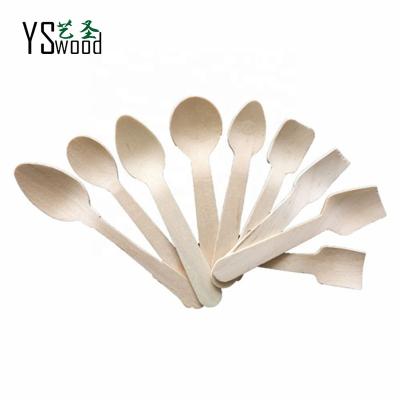 China Birch Wood Disposable Wooden Tea  Coffee Dessert Spoon for sale