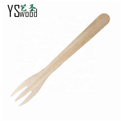 China Disposable Eco Friendly Stocked Biodegradable 6.9 inch 175 mm Disposable Wooden Flat Fork with logo HOT-SALE Cheap wooden fork hot-dog fork for sale