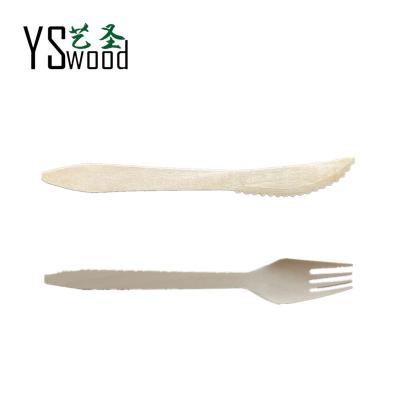 China Food Special Design 6.5 inch Disposable Wooden Fork Wooden Knife 165 mm Eco-friendly for sale