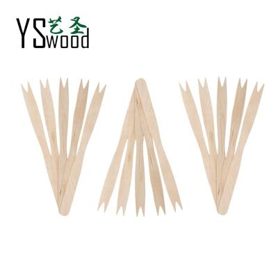 China Disposable Eco Friendly Biodegradable 140 mm Disposable Wooden Fruit Dessert Fork 5.5 inch Wooden flat fork with logo hot-sale for sale