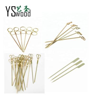 China Restaurant Serving Food Disposable Bamboo Teppo Knotted Ring Scissors Skewers for sale