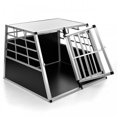 China ALUMINUM Double Dog Crate Key Lock FRONT Door Pet Transport Car Travel Cage Box ZX104A1 for sale