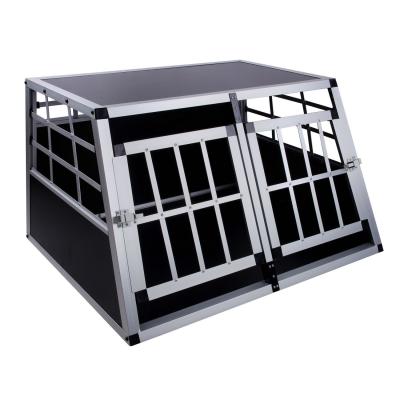 China Strong Aluminium Dog Crate Transport Box Cage Car Travel Single/Double Doors S/L ZX896 for sale