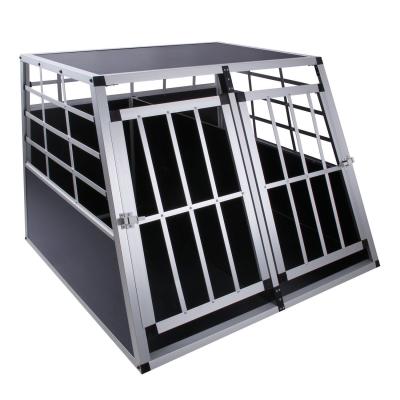 China XXL Double dog cage trapezoidal aluminium wood transport car travel carrier box  ZX104A for sale