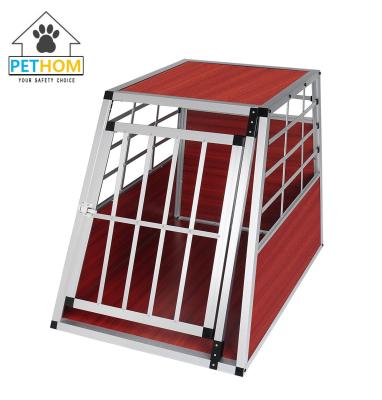 China Aluminum Lockable Pets Dog Cat Puppy Vehicle Transport Travel Crate Carrier Cage 65x90x69.5cm for sale