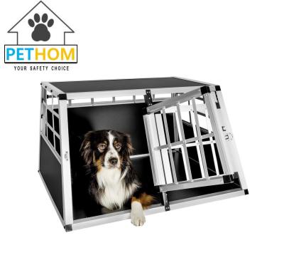 China ALUMINUM Double door Dog Cage Transport Car Travel Cage Box ZX896A1 for sale