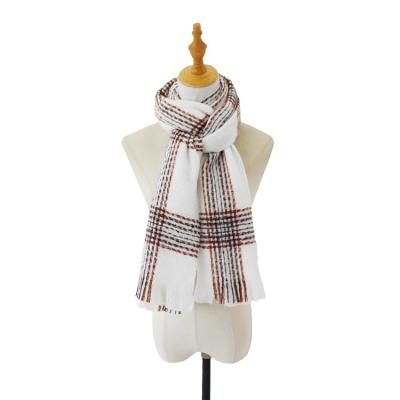 China Soft Touch Feeling Winter Fashion Promotional Scarves Recycled Polyester Knitted Grid Scarf for sale