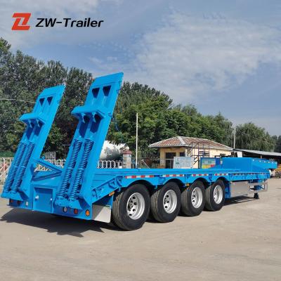 China Low Bed Trailer Truck Selling Excavator Transport Tri Axles 4 Axles Gooseneck Hot Loader Lowbed Low Bed Semi Truck Trailer for sale