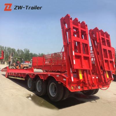 China Truck Trailer Factory Excavator Transport New 2 Dimension 3 4 Axles Gooseneck Lowbed Lowboy Semi Trailers for sale