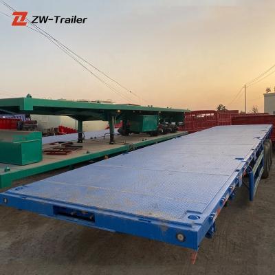 China Cheap Truck Trailer China Used Three Axles Expandable Cargo Container Semi Trailer Flatbed Load Capacity for sale