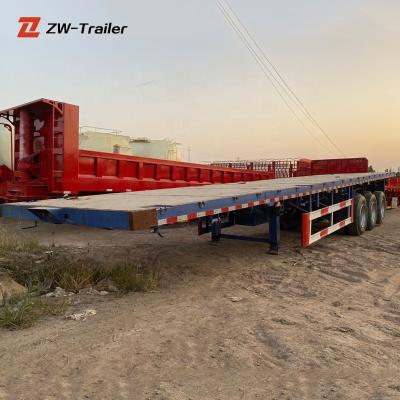 China Truck trailer used 2 3 alxes 4 axles 40ft second hand shipping container flatbed truck trailers for sale for sale